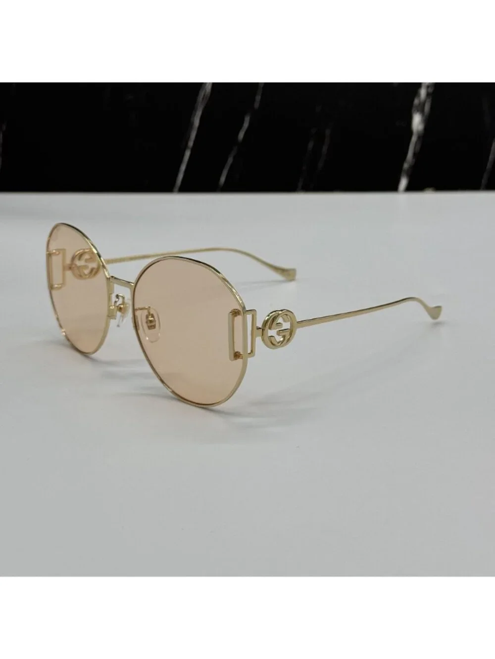 New Gucci GG1206SA 004 Women Oversized Gold Cream Sunglasses